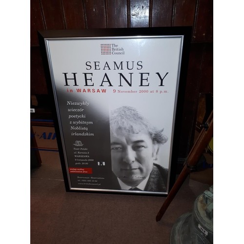 371A - Seamus Heaney In Warsaw 9 November 2000 framed print. Signed by Seamus Heaney. { 105cm H X 76cm W }.