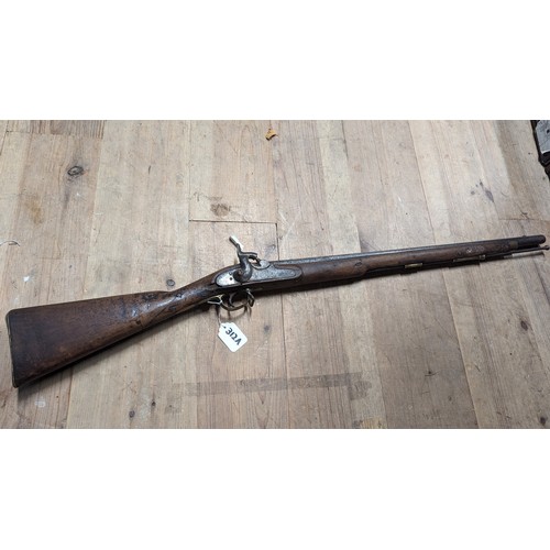 312A - 19th C Percussion cap rifle with ramrod {119cm L x 12cm W}