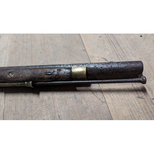 312A - 19th C Percussion cap rifle with ramrod {119cm L x 12cm W}