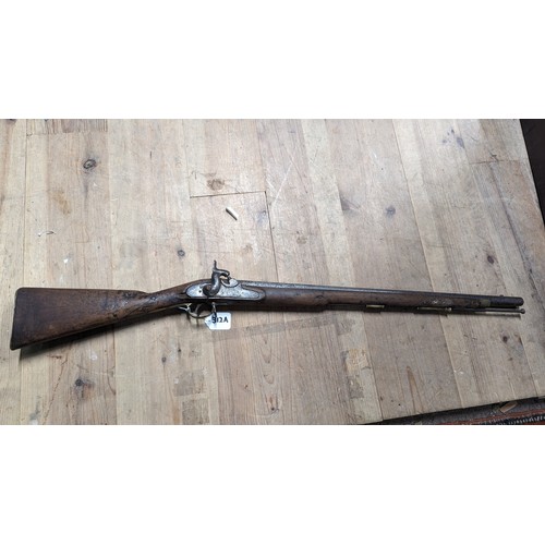 312A - 19th C Percussion cap rifle with ramrod {119cm L x 12cm W}