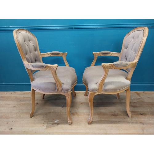 1 - Pair of French 19th C. bleached oak and upholstered chairs {96 cm H x 66 cm W x 60 cm D].