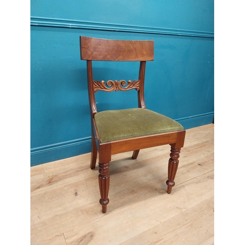 20 - 19th C. mahogany side chair raised on turned legs with upholstered seat. {91 cm H x 53 cm W x 42 cm ... 