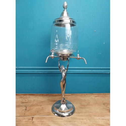 Art Deco Silver plate and glass four tap Absinthe dispenser {}.