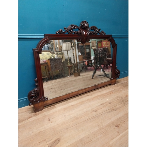 19th C. carved mahogany overmantle mirror {122 cm H x 190 cm W}.