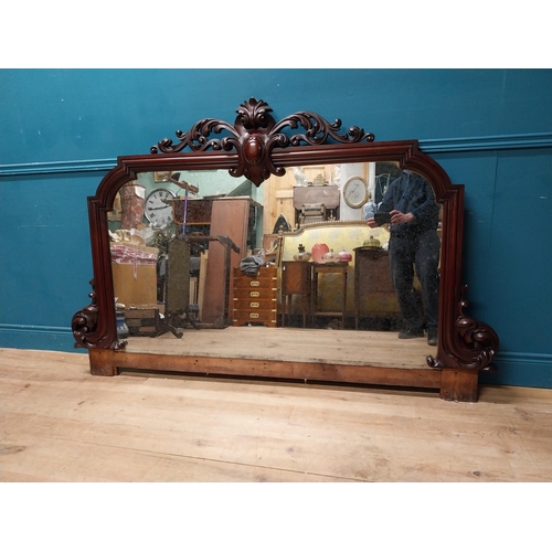 19th C. carved mahogany overmantle mirror {122 cm H x 190 cm W}.