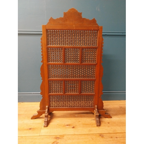 59 - Early 20th C. hardwood fire screen with Arabic inserts.
