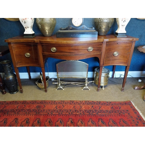 62 - Georgian mahogany sideboard with long drawer in the frieze flanked by two deep drawers raised on squ... 