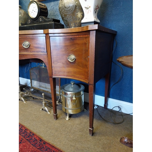 62 - Georgian mahogany sideboard with long drawer in the frieze flanked by two deep drawers raised on squ... 