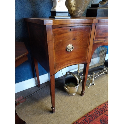 62 - Georgian mahogany sideboard with long drawer in the frieze flanked by two deep drawers raised on squ... 