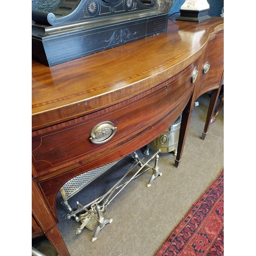 62 - Georgian mahogany sideboard with long drawer in the frieze flanked by two deep drawers raised on squ... 