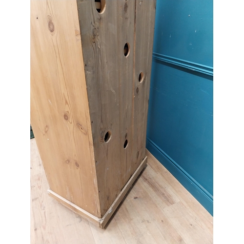 64 - Stripped pine single door kitchen cupboard with six graduated inner shelves. {188 cm H x 88 cm W x 5... 