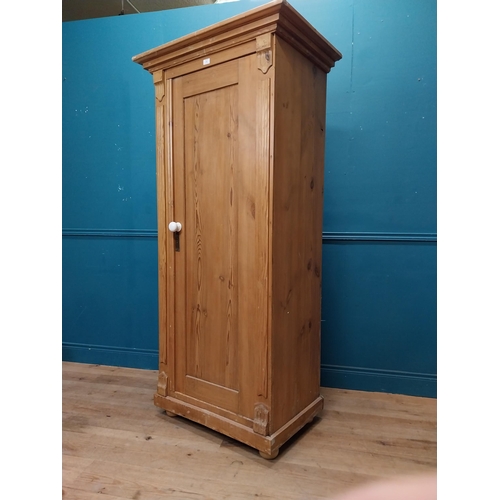 64 - Stripped pine single door kitchen cupboard with six graduated inner shelves. {188 cm H x 88 cm W x 5... 