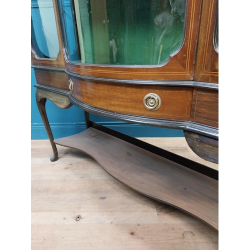 65 - Edwardian mahogany glazed display cabinet with single drawer in frieze raised on cabriole legs. {177... 