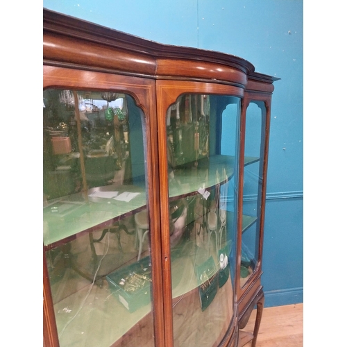 65 - Edwardian mahogany glazed display cabinet with single drawer in frieze raised on cabriole legs. {177... 