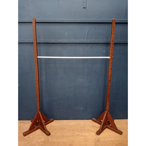 66 - 1950's school high jump stands {H 190cm x W 48cm x D 48cm }.{ not on site for viewing }.