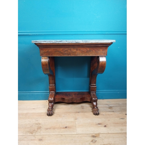 67 - Good quality Will IV French mahogany console table with marble top with shaped supports raised on pa... 