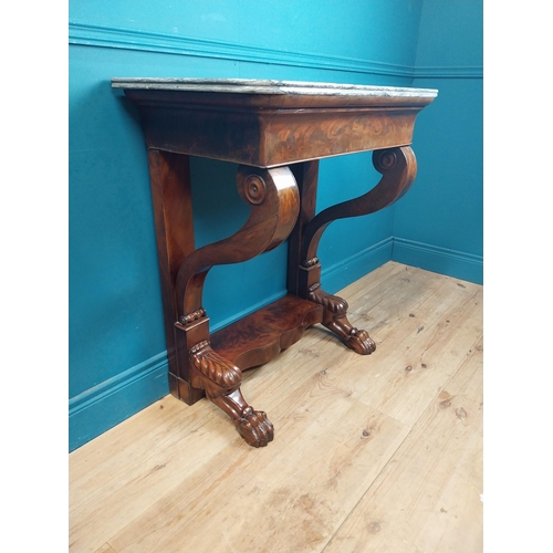 67 - Good quality Will IV French mahogany console table with marble top with shaped supports raised on pa... 