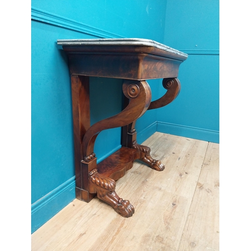 67 - Good quality Will IV French mahogany console table with marble top with shaped supports raised on pa... 