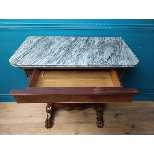 67 - Good quality Will IV French mahogany console table with marble top with shaped supports raised on pa... 