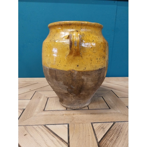 73 - 19th C. French glazed terracotta confit pot {30 cm H x 28 cm Dia.}.