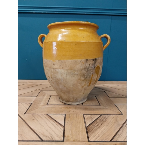 855 - 19th C. French glazed terracotta confit pot {34 cm H x 33 cm Dia.}.