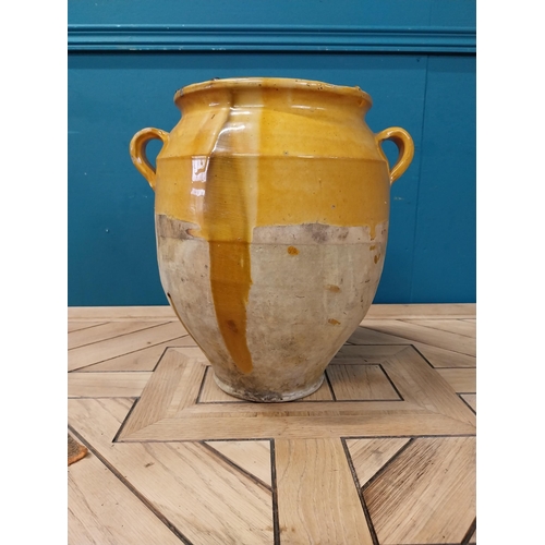 855 - 19th C. French glazed terracotta confit pot {34 cm H x 33 cm Dia.}.