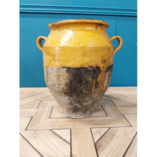 856 - 19th C. French glazed terracotta confit pot {35 cm H x 34 cm Dia.}.