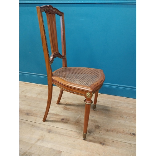 864 - Pair of exceptional quality French Edwardian satinwood side chairs {90 cm H x 42 cm W x 40 cm D}.