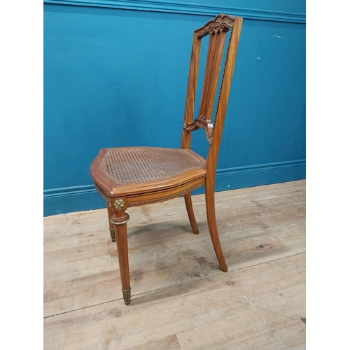 864 - Pair of exceptional quality French Edwardian satinwood side chairs {90 cm H x 42 cm W x 40 cm D}.