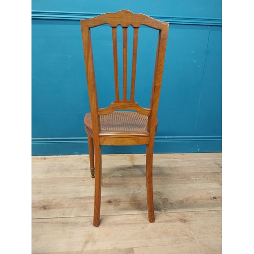 864 - Pair of exceptional quality French Edwardian satinwood side chairs {90 cm H x 42 cm W x 40 cm D}.