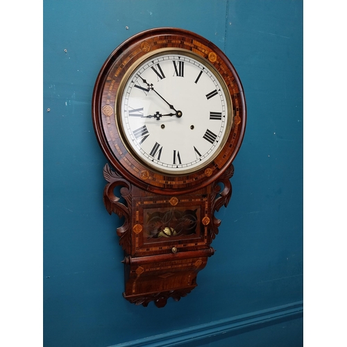 870 - Victorian rosewood drop dial wall clock {80 cm H x 42 cm W x 35 cm D].