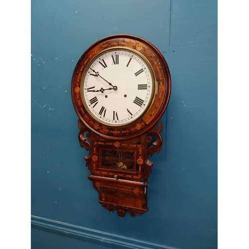 870 - Victorian rosewood drop dial wall clock {80 cm H x 42 cm W x 35 cm D].