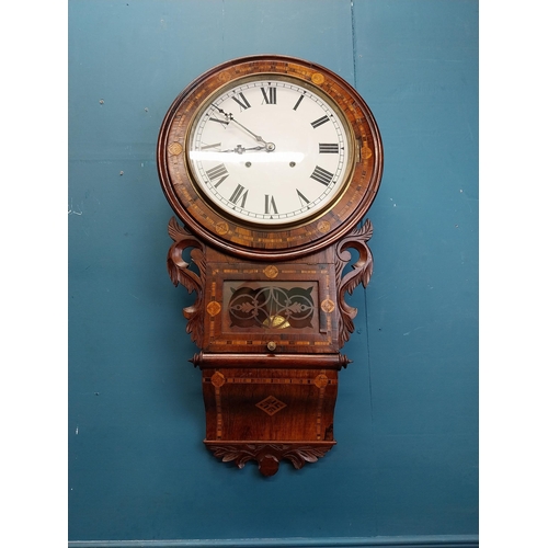 870 - Victorian rosewood drop dial wall clock {80 cm H x 42 cm W x 35 cm D].