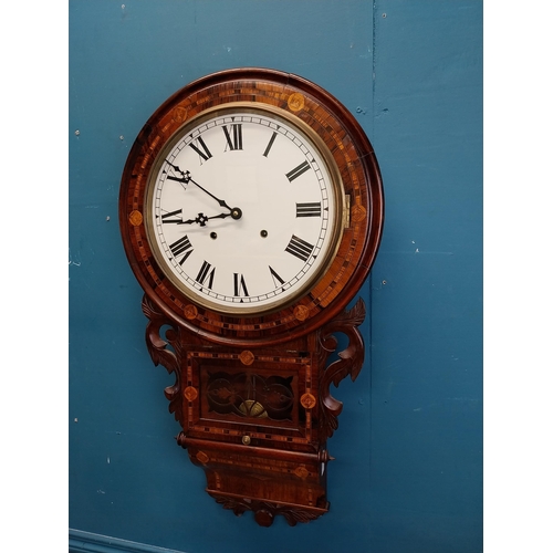 870 - Victorian rosewood drop dial wall clock {80 cm H x 42 cm W x 35 cm D].