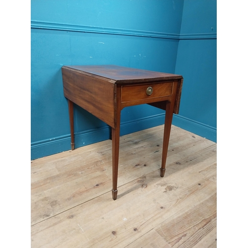 871 - Georgian mahogany drop leaf table with single drawer {73 cm H x 78 cm W x 47 cm D}.