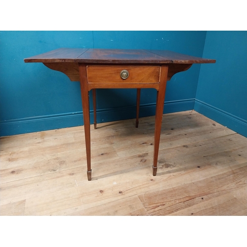 871 - Georgian mahogany drop leaf table with single drawer {73 cm H x 78 cm W x 47 cm D}.