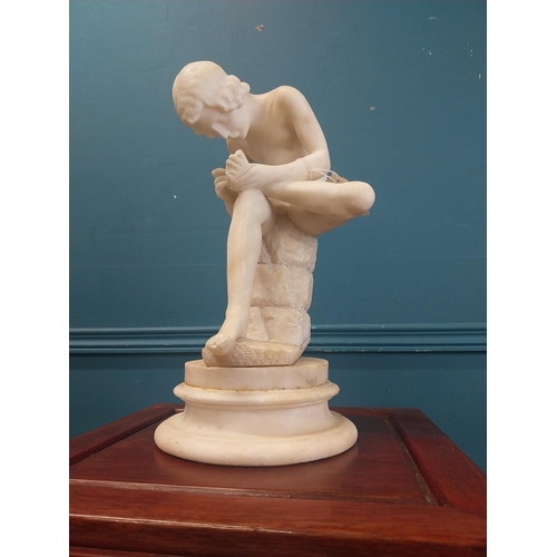 875 - 19th C. alabaster statue of the Thorne Puller {38 cm H x 20 cm Dia.}.