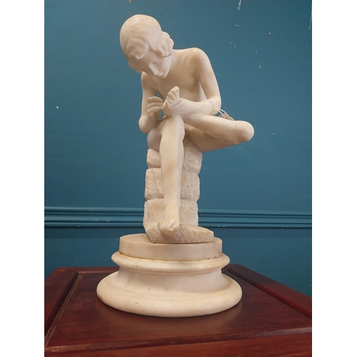 875 - 19th C. alabaster statue of the Thorne Puller {38 cm H x 20 cm Dia.}.