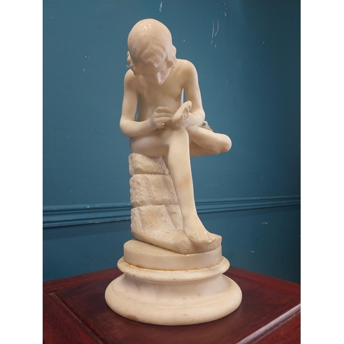 875 - 19th C. alabaster statue of the Thorne Puller {38 cm H x 20 cm Dia.}.