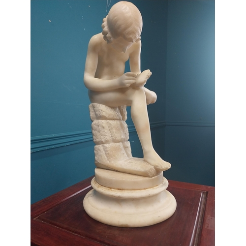 875 - 19th C. alabaster statue of the Thorne Puller {38 cm H x 20 cm Dia.}.