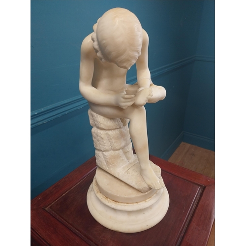 875 - 19th C. alabaster statue of the Thorne Puller {38 cm H x 20 cm Dia.}.