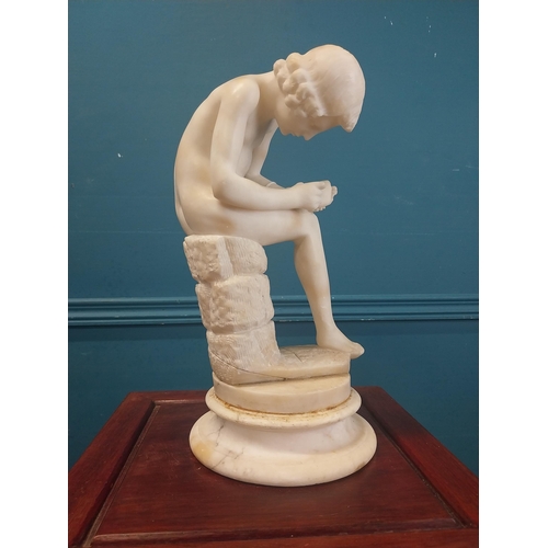 875 - 19th C. alabaster statue of the Thorne Puller {38 cm H x 20 cm Dia.}.