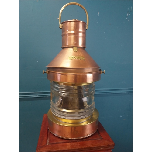 878 - 19th C. copper ships lantern {65 cm H x 30 cm W x 30 cm D}.