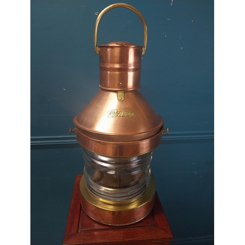 878 - 19th C. copper ships lantern {65 cm H x 30 cm W x 30 cm D}.