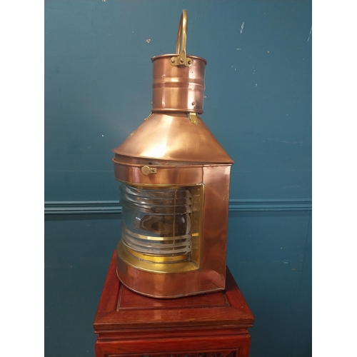 878 - 19th C. copper ships lantern {65 cm H x 30 cm W x 30 cm D}.