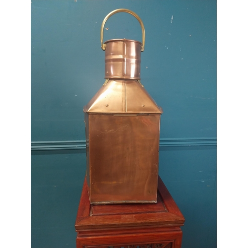 878 - 19th C. copper ships lantern {65 cm H x 30 cm W x 30 cm D}.