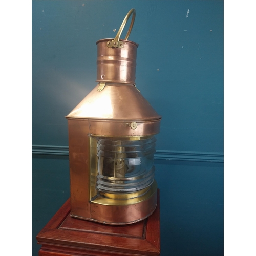 878 - 19th C. copper ships lantern {65 cm H x 30 cm W x 30 cm D}.