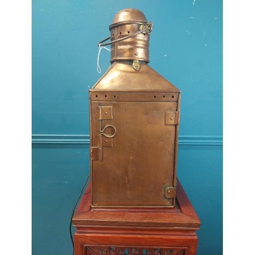 879 - 19th C. copper ships lantern {60 cm H x 33 cm W x 30 cm D}.