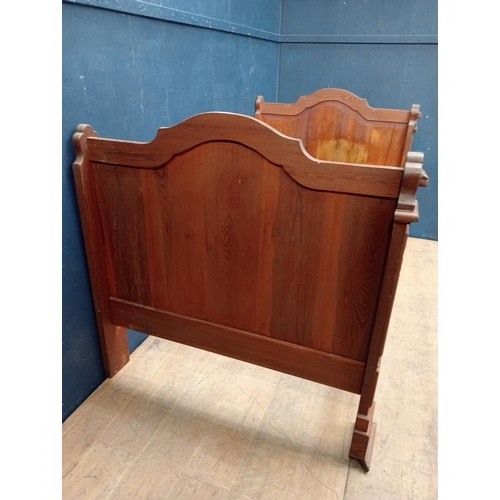 882 - French country brown full bed frame {Inside W 112cm x D 194cm}. { not on site for viewing }.