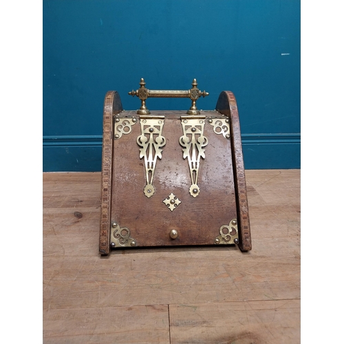 884 - 19th C. mahogany coal bucket with brass mounts and handle. {34 cm H x 33 cm W x 55 cm D}.